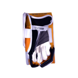 Vaughn Ventus SLR Pro Senior Goalie Blocker in Black, Gold and White on the back