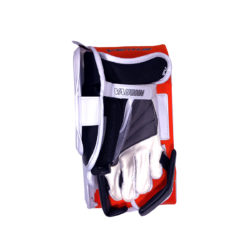 Vaughn Ventus SLR Pro Senior Goalie Blocker in Black, Orange and White on the bottom
