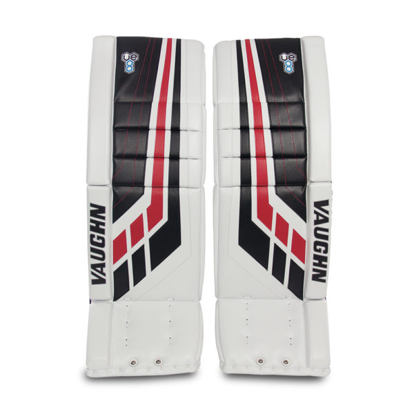 Vaughn Velocity VE8 Junior Leg Pads in White, Black and Red