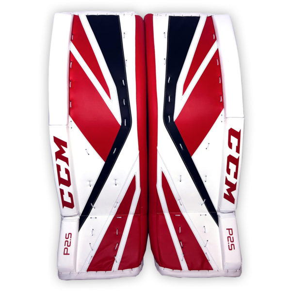 CCM Premier P2.5 Senior Goalie Pads in Chicago colors