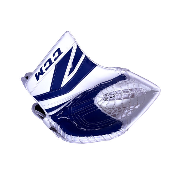 CCM Premier P2.9 Intermediate Goalie Catch Glove in Blue and White