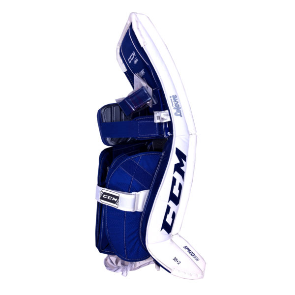 CCM Premier P2.9 Intermediate Goalie Pads in Blue and White on Back