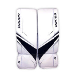 Bauer Supreme S27 Junior Leg Pads in Black and White on Front