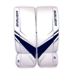 Bauer Supreme S27 Junior Leg Pads in Blue and White on Front