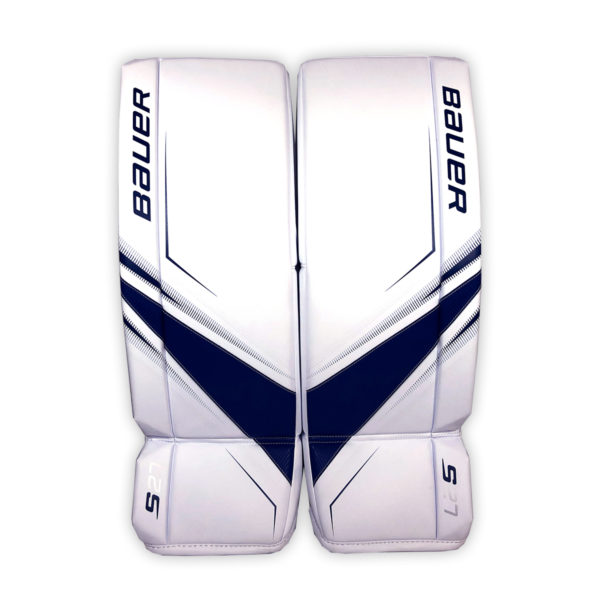 Bauer Supreme S27 Junior Leg Pads in Blue and White on Front