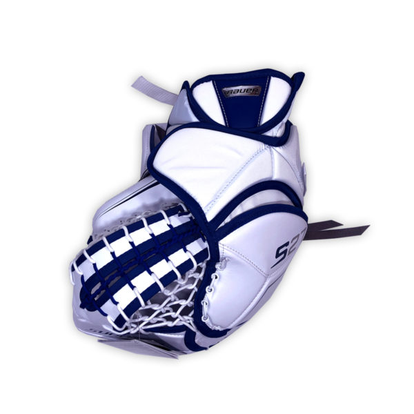 Bauer Supreme S27 Senior Goalie Catch Glove in Blue and White on Back