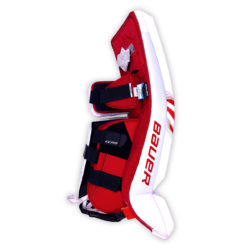 Bauer Supreme S27 Senior Goalie Leg Pads in Red and White on Back