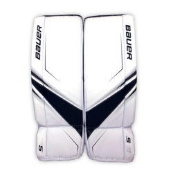 Bauer Supreme S29 Intermediate Goalie Leg Pads in Black and White