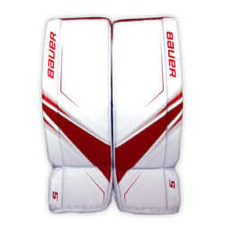 Bauer Supreme S29 Intermediate Goalie Leg Pads in Red and White