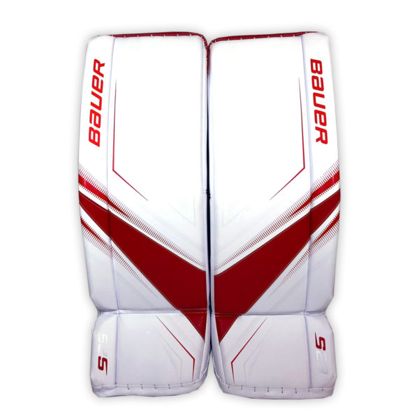 Bauer Supreme S29 Intermediate Goalie Leg Pads in Red and White