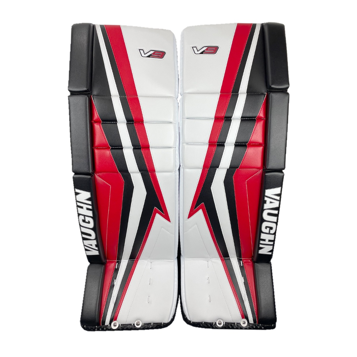 Vaughn Velocity VE8 - Pro Stock Goalie Pads - Full Set (Red/White) –  HockeyStickMan Canada